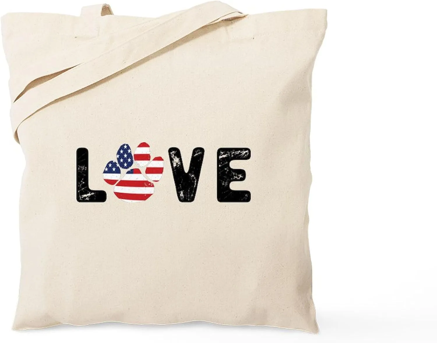 CafePress LOVE Paw Print Tote Bag Natural Canvas Tote Bag, Reusable Shopping Bag
