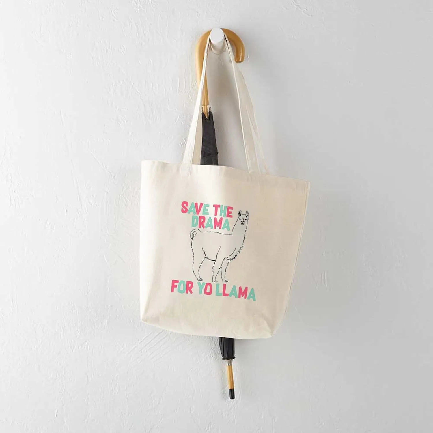 CafePress Save The Drama For Yo Llama Tote Bag Natural Canvas Tote Bag, Reusable Shopping Bag
