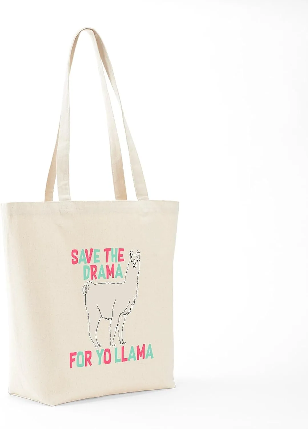 CafePress Save The Drama For Yo Llama Tote Bag Natural Canvas Tote Bag, Reusable Shopping Bag