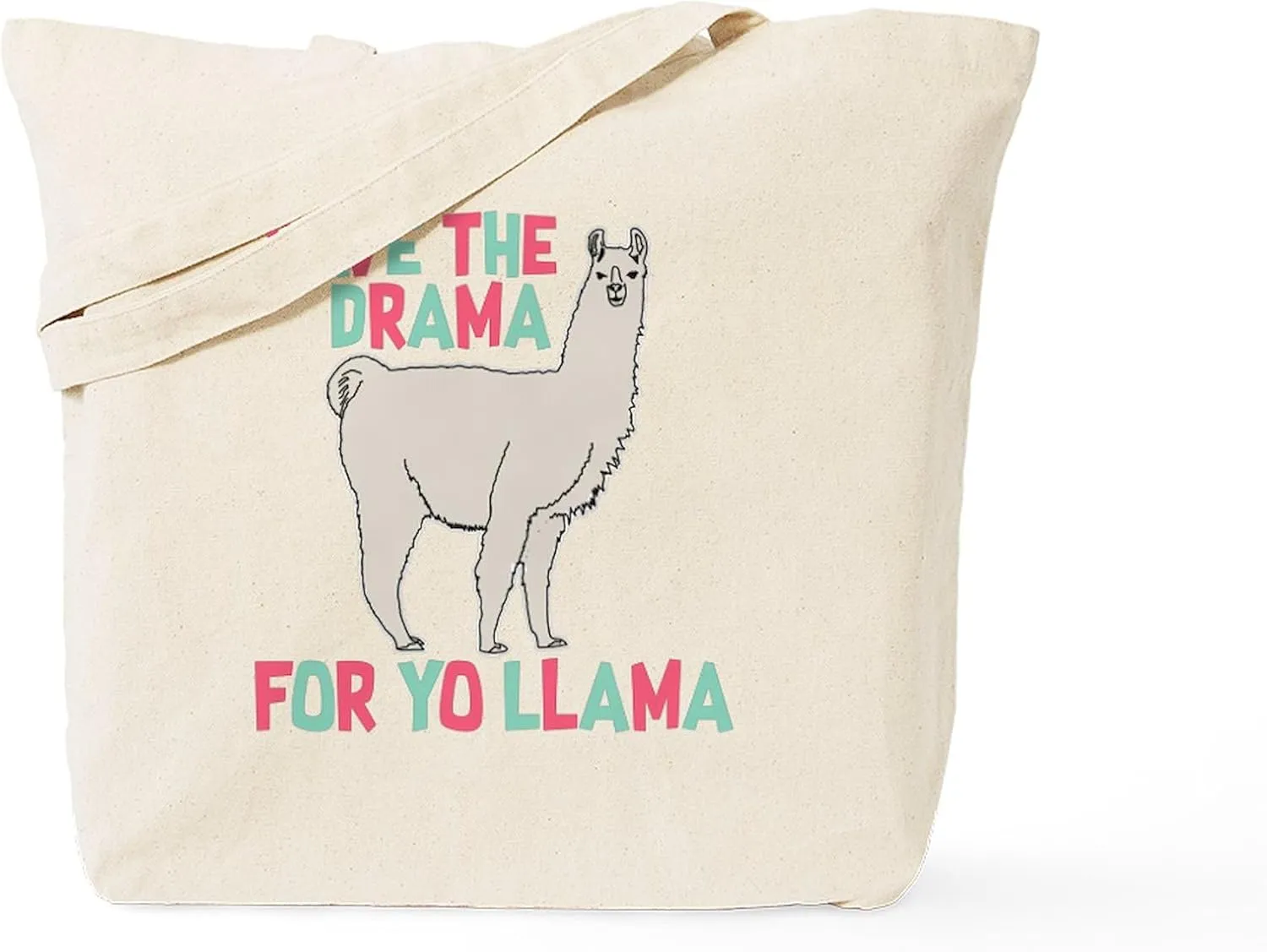 CafePress Save The Drama For Yo Llama Tote Bag Natural Canvas Tote Bag, Reusable Shopping Bag