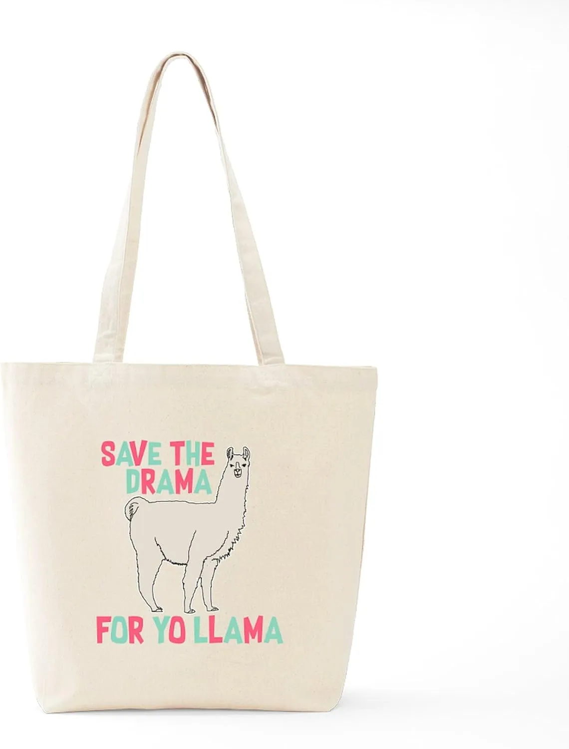 CafePress Save The Drama For Yo Llama Tote Bag Natural Canvas Tote Bag, Reusable Shopping Bag