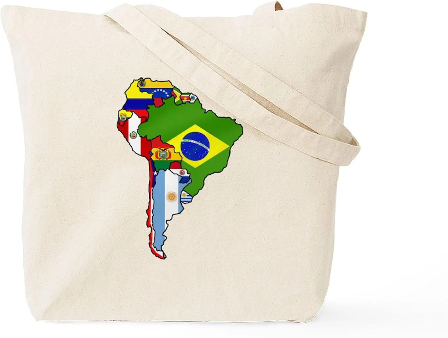 CafePress South America Flag Map Tote Bag Natural Canvas Tote Bag, Reusable Shopping Bag