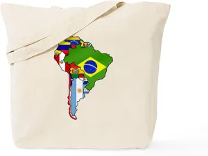 CafePress South America Flag Map Tote Bag Natural Canvas Tote Bag, Reusable Shopping Bag