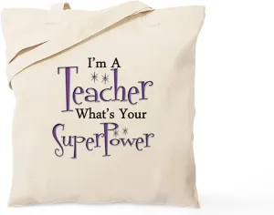 CafePress Super Teacher Tote Bag Natural Canvas Tote Bag, Reusable Shopping Bag