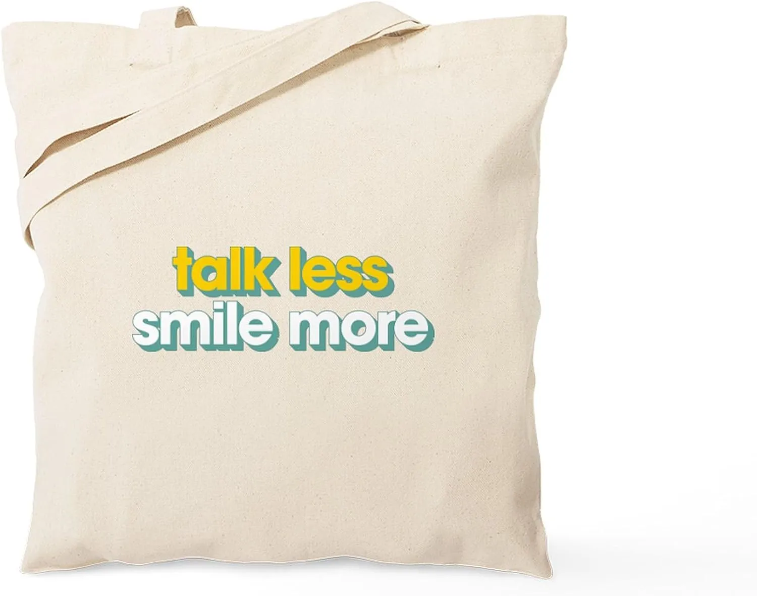 CafePress Talk Less Smile More Tote Bag Natural Canvas Tote Bag, Reusable Shopping Bag