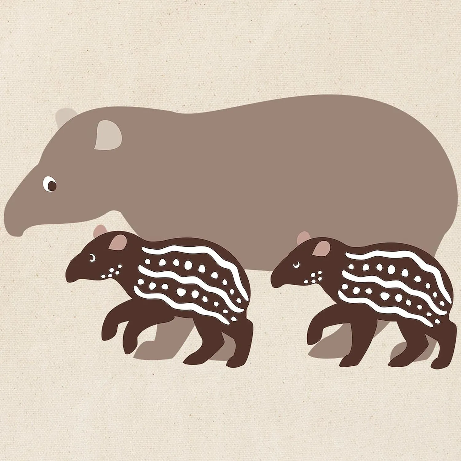 CafePress Tapir Family A Tote Bag Natural Canvas Tote Bag, Reusable Shopping Bag
