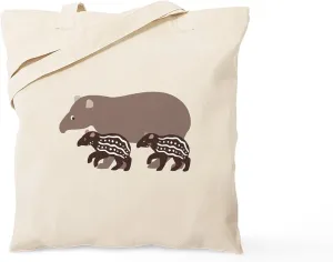 CafePress Tapir Family A Tote Bag Natural Canvas Tote Bag, Reusable Shopping Bag