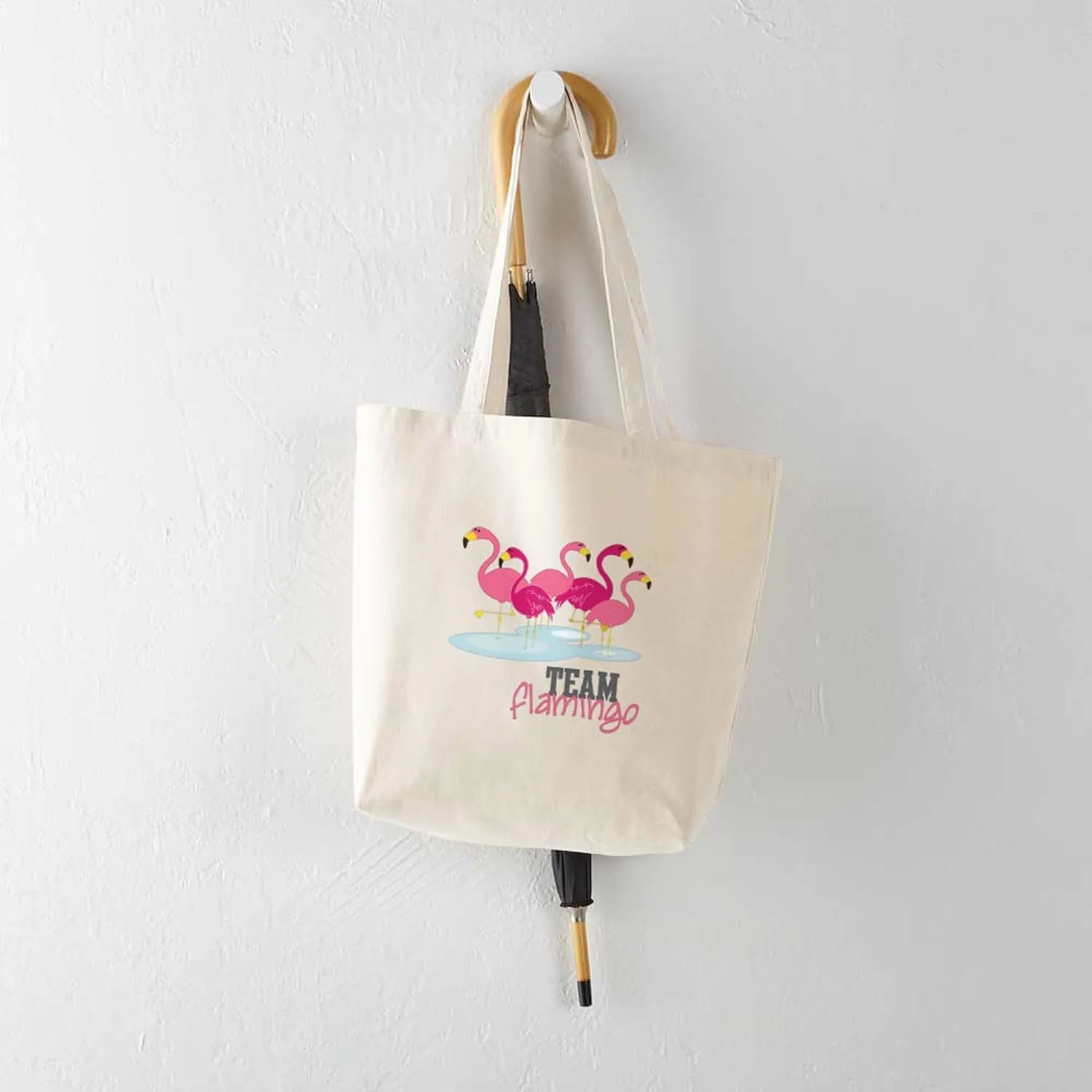 CafePress Team Flamingo Tote Bag Natural Canvas Tote Bag, Reusable Shopping Bag