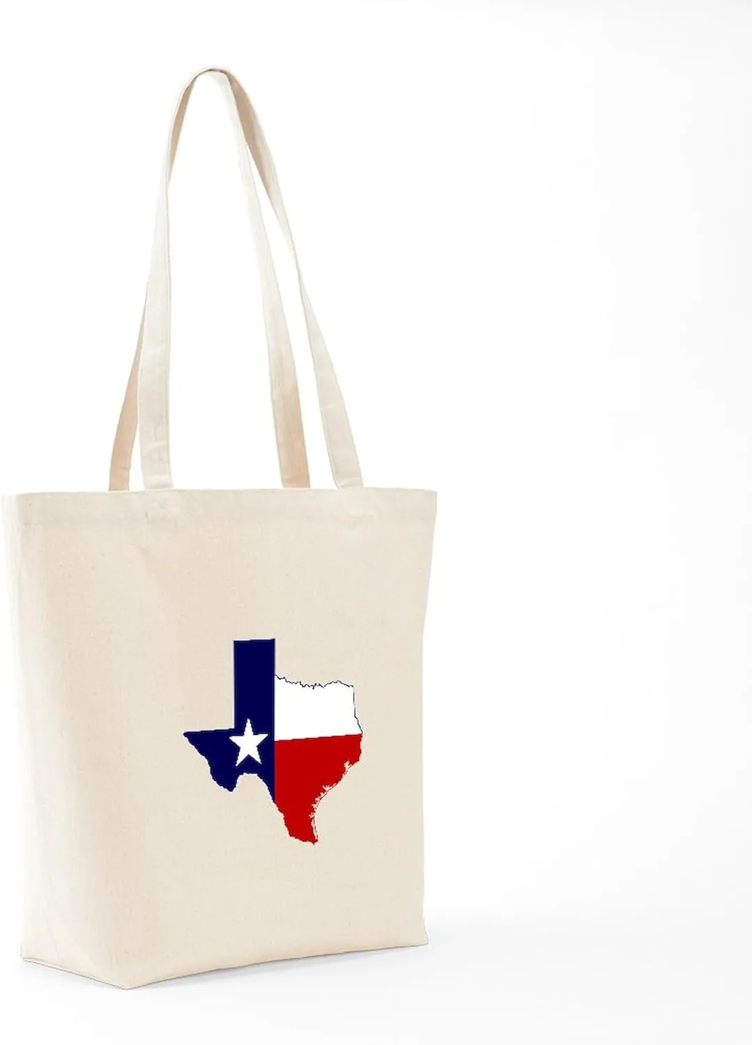 CafePress Texas Flag On Texas Outline Tote Bag Natural Canvas Tote Bag, Reusable Shopping Bag