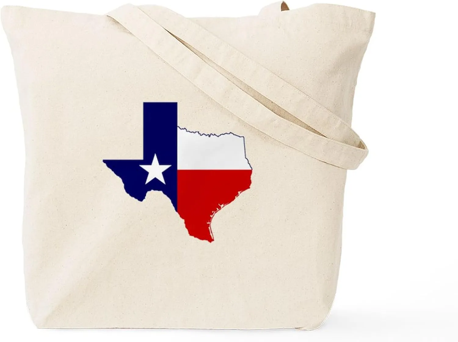 CafePress Texas Flag On Texas Outline Tote Bag Natural Canvas Tote Bag, Reusable Shopping Bag