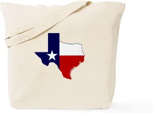CafePress Texas Flag On Texas Outline Tote Bag Natural Canvas Tote Bag, Reusable Shopping Bag