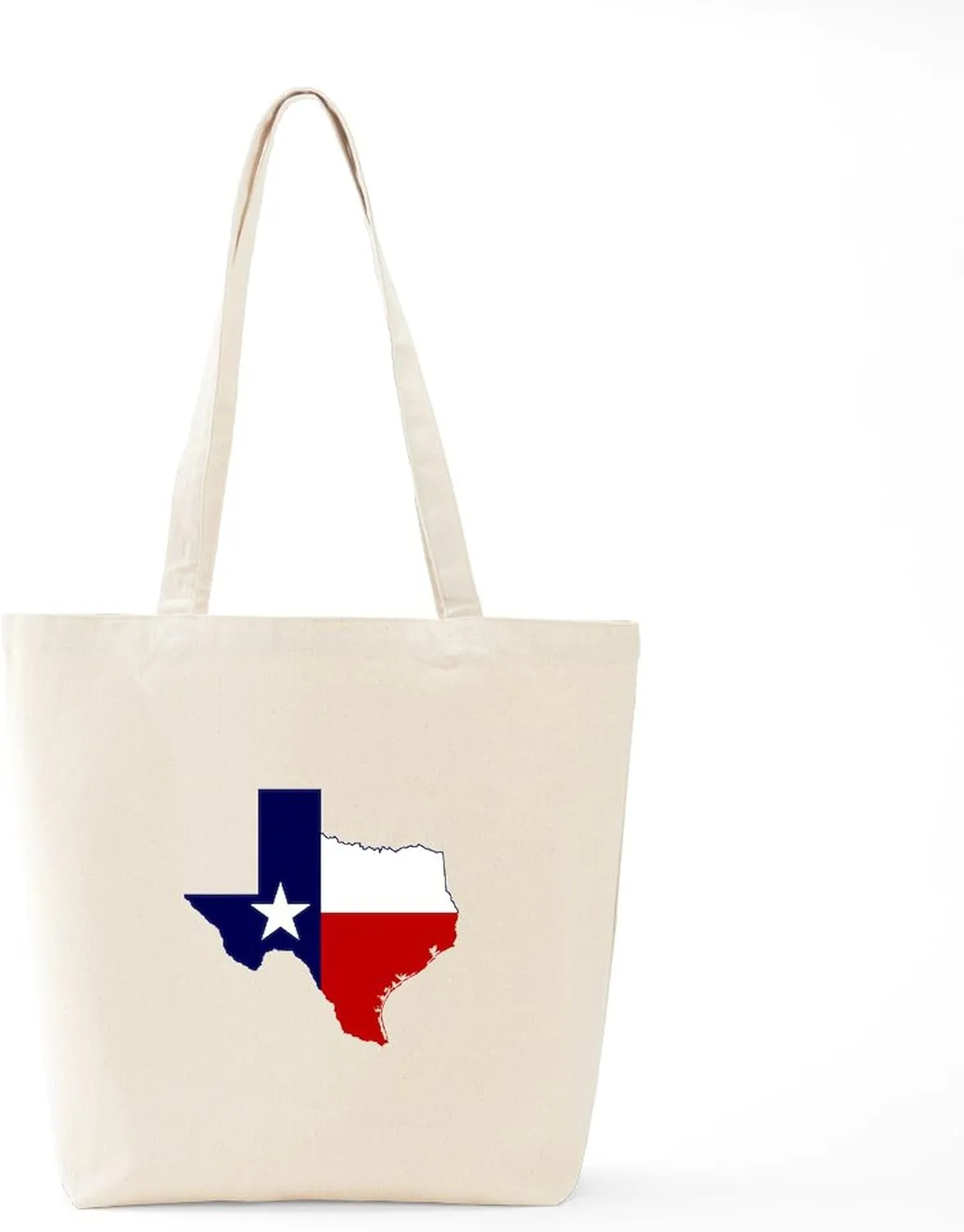 CafePress Texas Flag On Texas Outline Tote Bag Natural Canvas Tote Bag, Reusable Shopping Bag