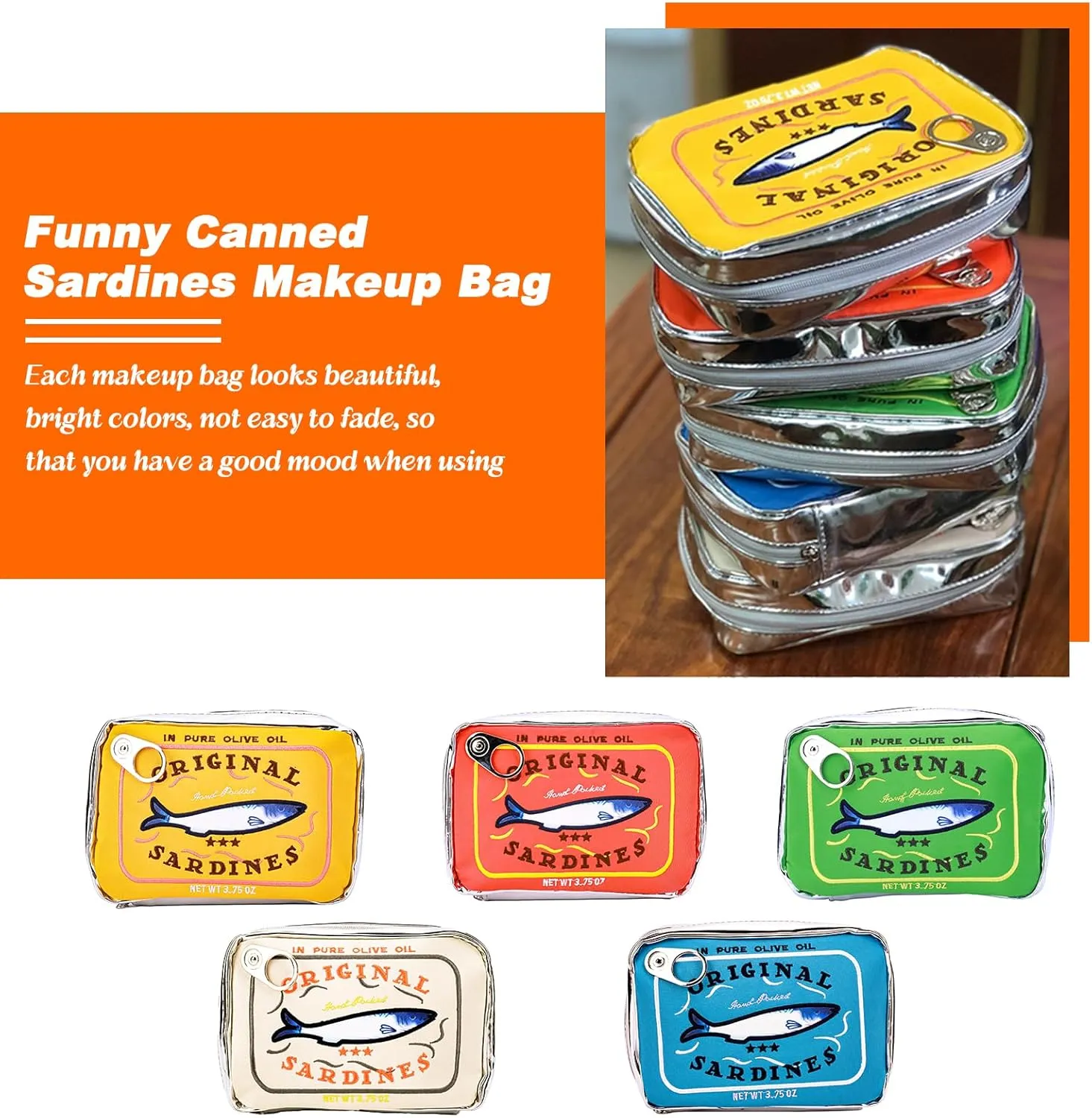 Canned Sardines Makeup Bag, Canned Sardines Style Toiletry Bag Cute Travel Bag Creative Cute Makeup Bag Coquette Make up Pouch for Women