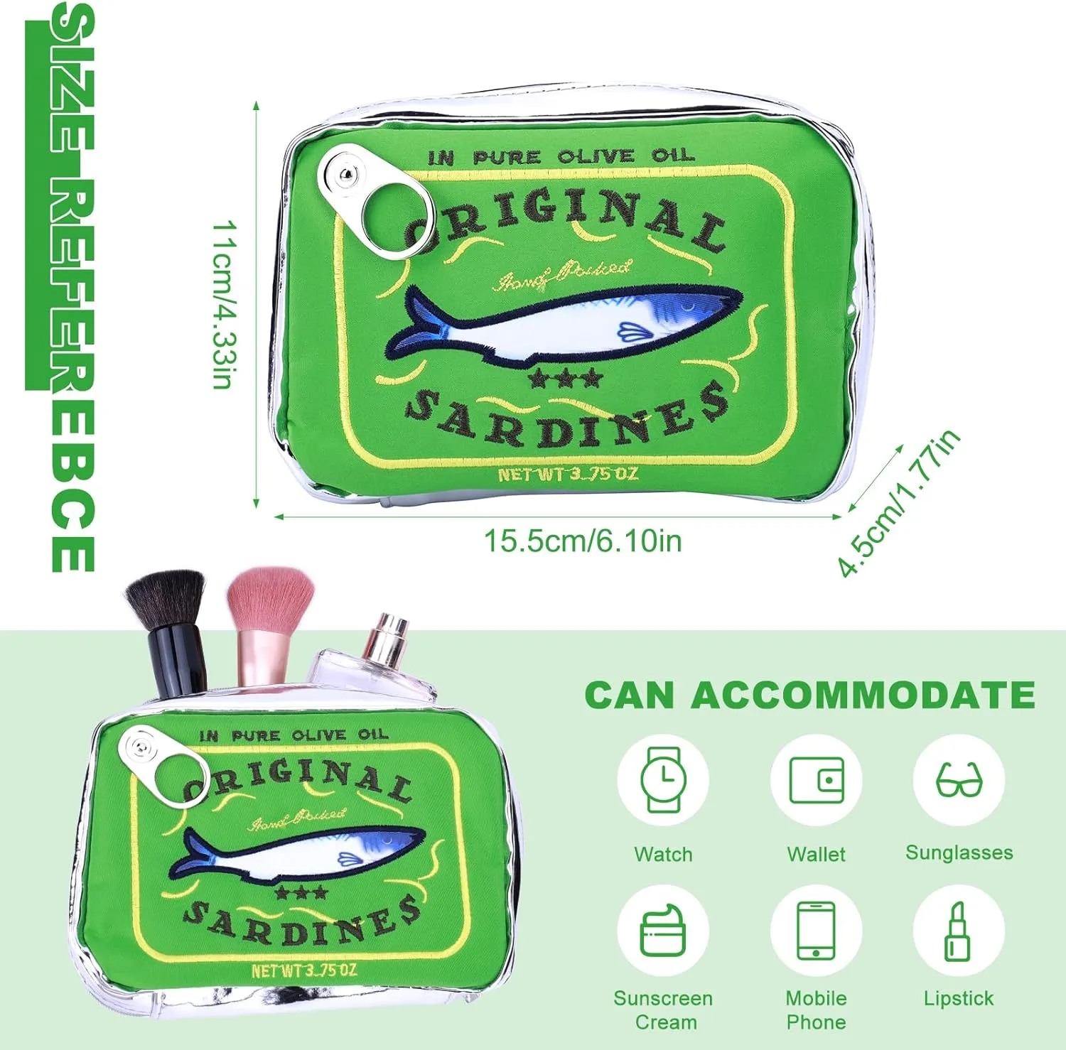 Canned Sardines Makeup Bag, Canned Sardines Style Toiletry Bag Cute Travel Bag Creative Cute Makeup Bag Coquette Make up Pouch for Women