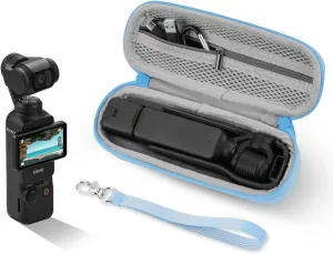 Carrying Case for DJI OSMO Pocket 3, Portable Nylon Storage Small Protector Hard Bag, Pocket 3 Protective With Carabiner & Wrist Strap Accessories(Blue)