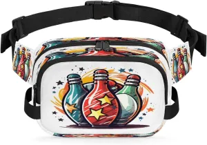 Cartoon Watercolor Bowling Balls Fanny Pack Waist Hip Bum Bag with Adjustable Belt Lightweight and Comfortable for Men and Women for Travel Sports Hiking Hiking Camping
