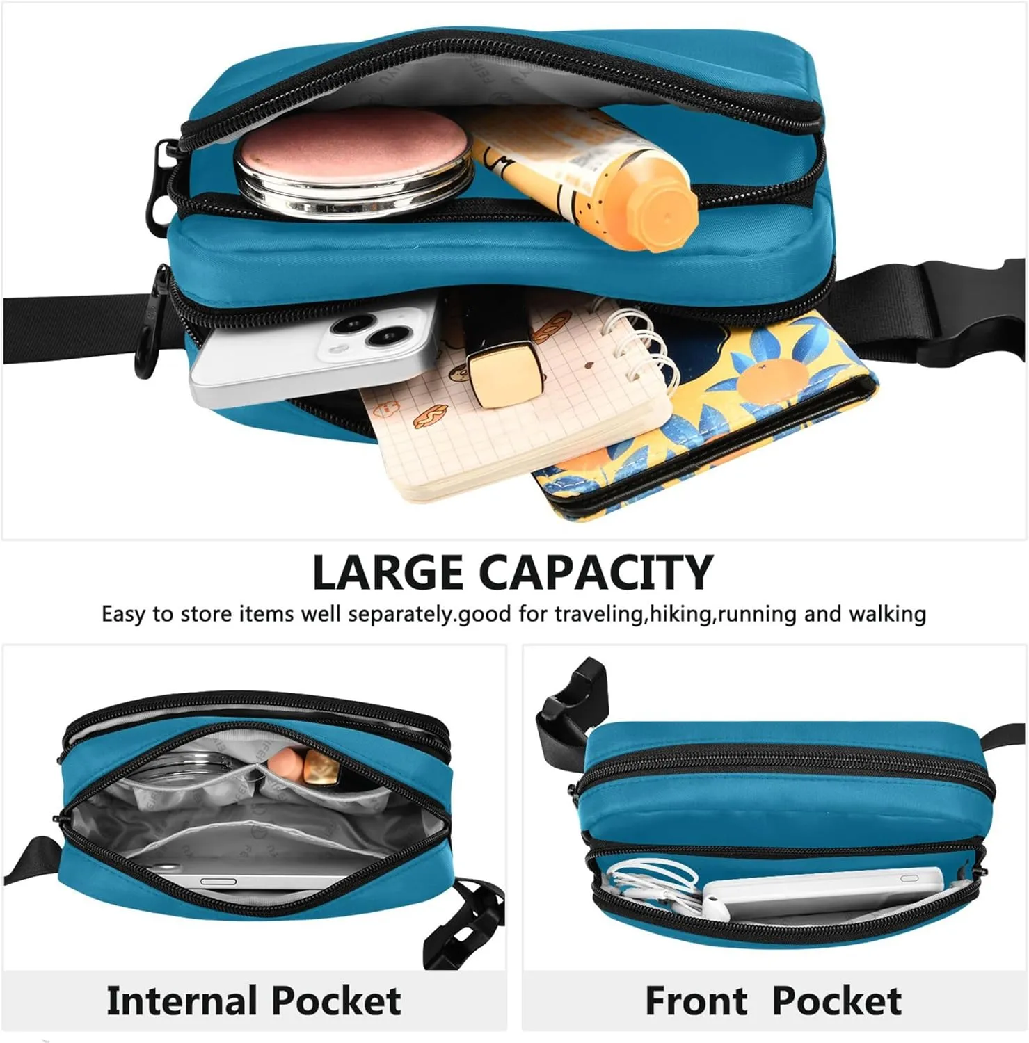 Cerulean Fanny Pack for Women Hiking Hip Bag Belt Pouch Waterproof Travel Waist Pouch