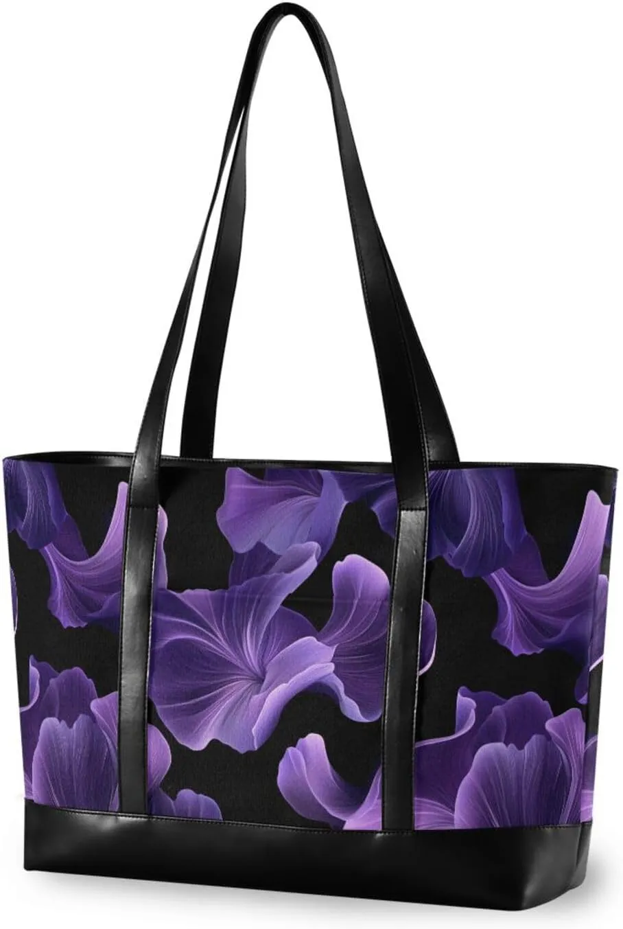 Chic Purple Violet Flowers Black professional laptop bag for women with zipper 14 inch bag for nurses with yoga bolsos para mujeres
