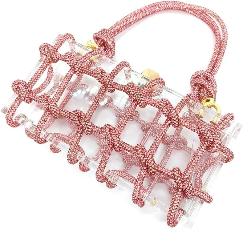 Clear Acrylic Bag Rhinestone Acrylic Clutch Crystal Evening Purses for Women Glitter Handbag for Wedding Cocktail Party Prom