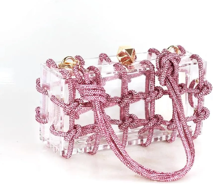 Clear Acrylic Bag Rhinestone Acrylic Clutch Crystal Evening Purses for Women Glitter Handbag for Wedding Cocktail Party Prom
