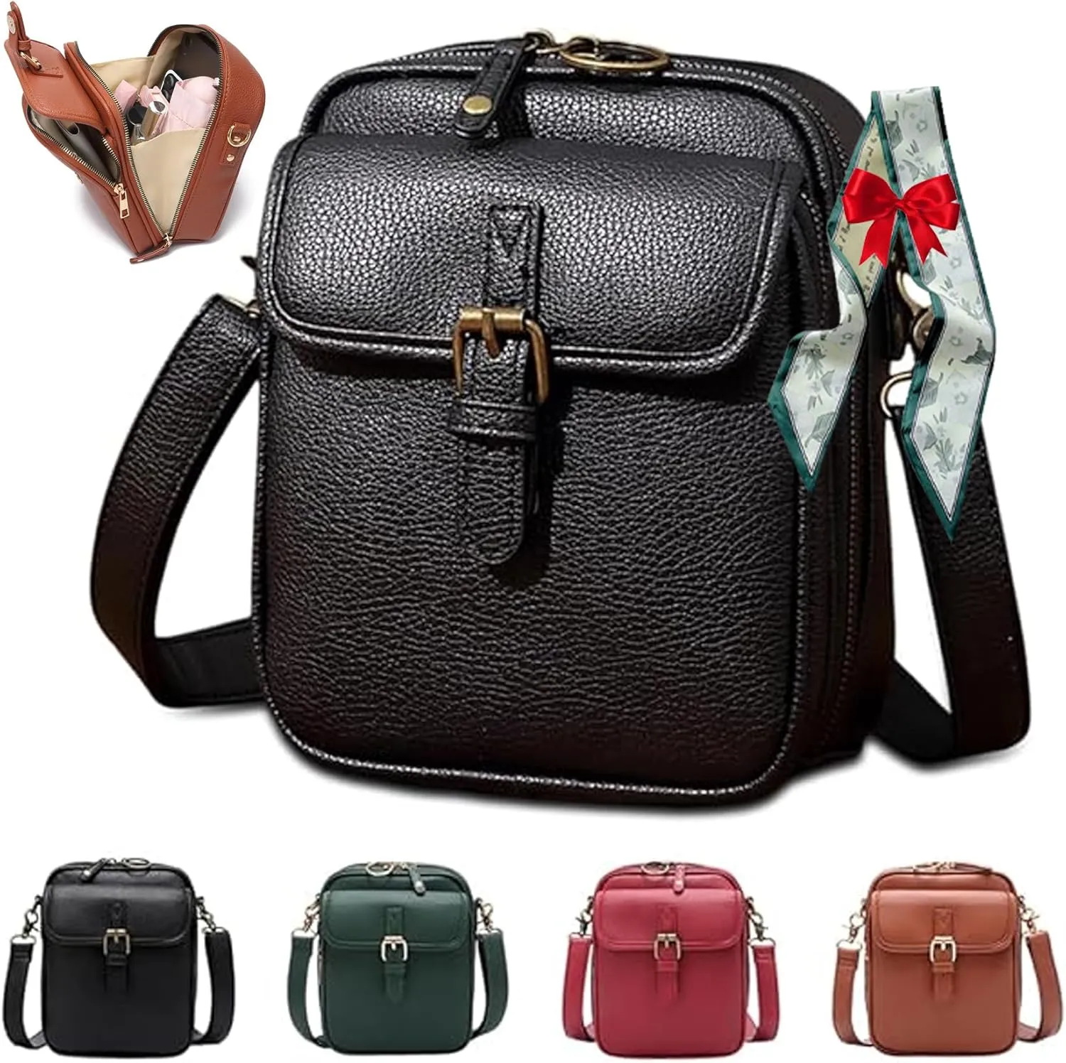 Collaboraten1 Crossbody Leather Bag, Crossbody Leather Bag, 2025 New Vintage Petal Bucket Handbag