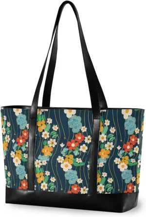 Colorful Floral Wavy Lines modern tote bag for women with zipper bags for women tote professional for Travel Essentials Beach Gifts Birthday Gifts for Women with men bolsas para computadoras de
