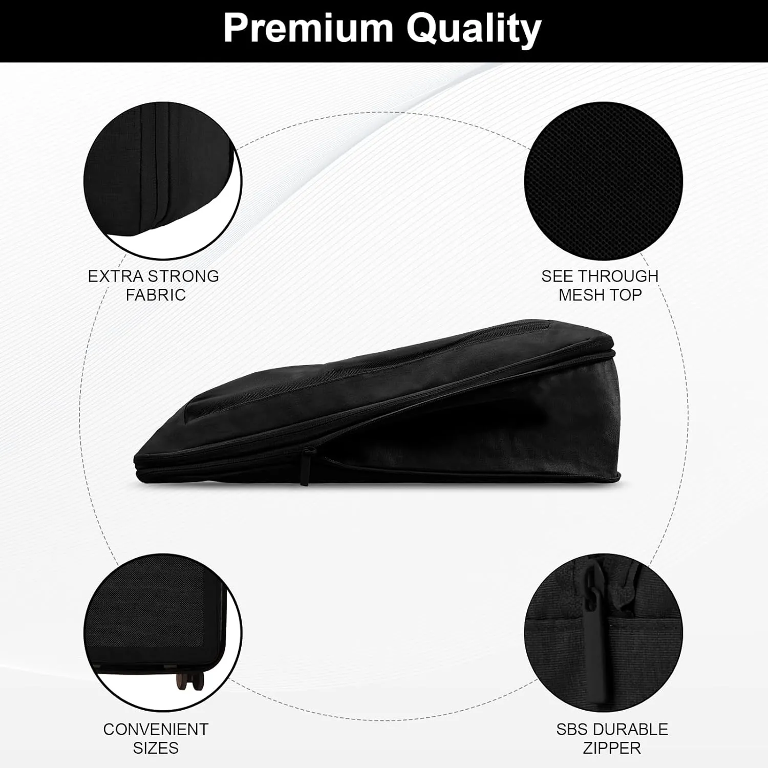 Compression Packing Cubes for Travel, Compressible Suitcase Organizer Bags Set for Travel Essentials, Durable Travel Must Haves Luggage Organizer Bags (3-SET-BLACK)