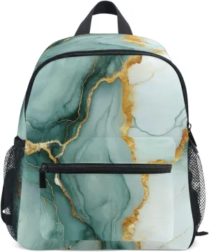 Cool Backpacks Boy's/Girl's Waterproof Diaper Bag Backpack with Chest Strap Marble Sage Green White