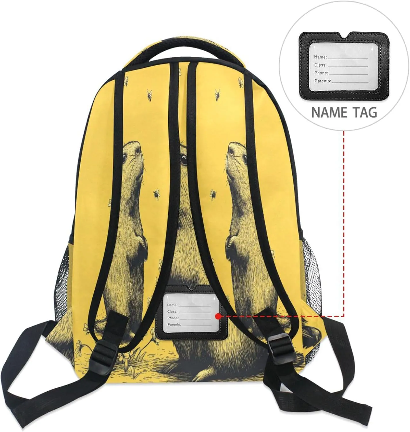 Cool Backpacks for Teacher Nurse Waterproof Outdoor Backpack with Chest Strap for College Work Art Capybara Yellow