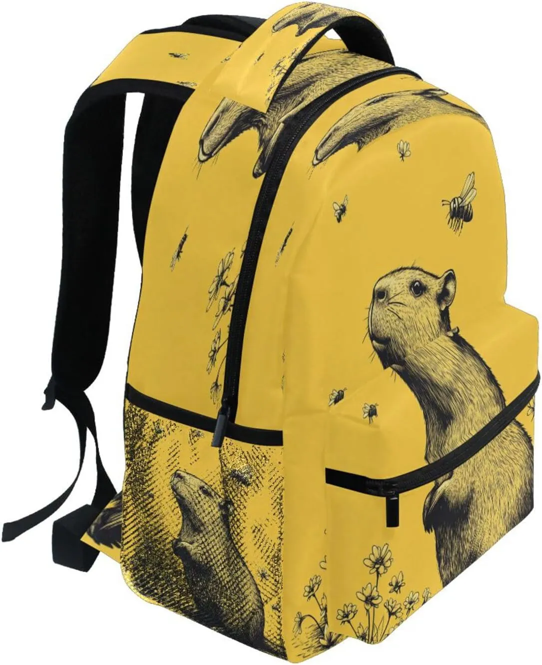 Cool Backpacks for Teacher Nurse Waterproof Outdoor Backpack with Chest Strap for College Work Art Capybara Yellow
