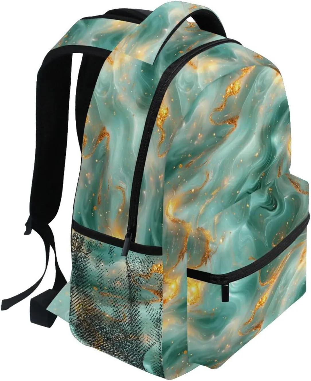 Cool Backpacks for Teenager Fashion Diaper Bag Backpack with Chest Strap for Travel Trip Rose Gold Turquoise Green