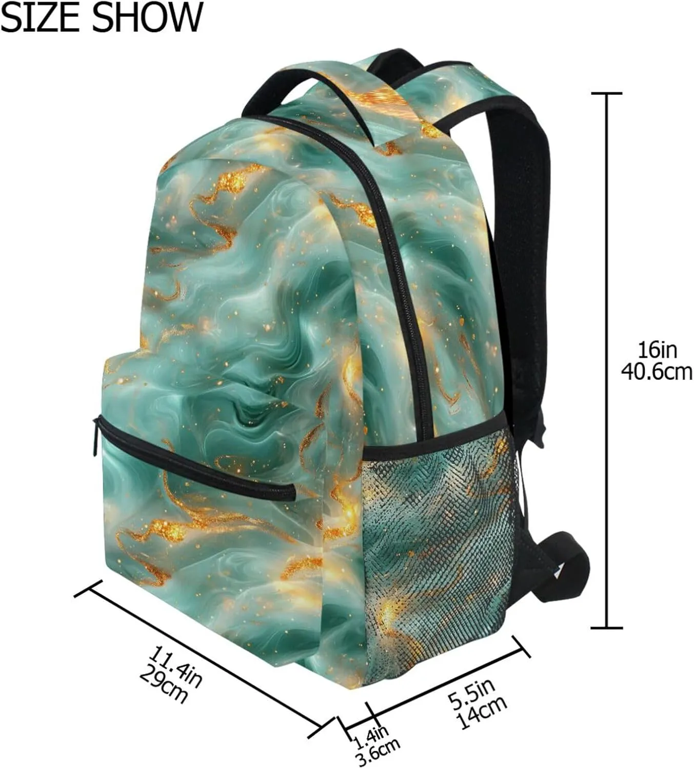 Cool Backpacks for Teenager Fashion Diaper Bag Backpack with Chest Strap for Travel Trip Rose Gold Turquoise Green