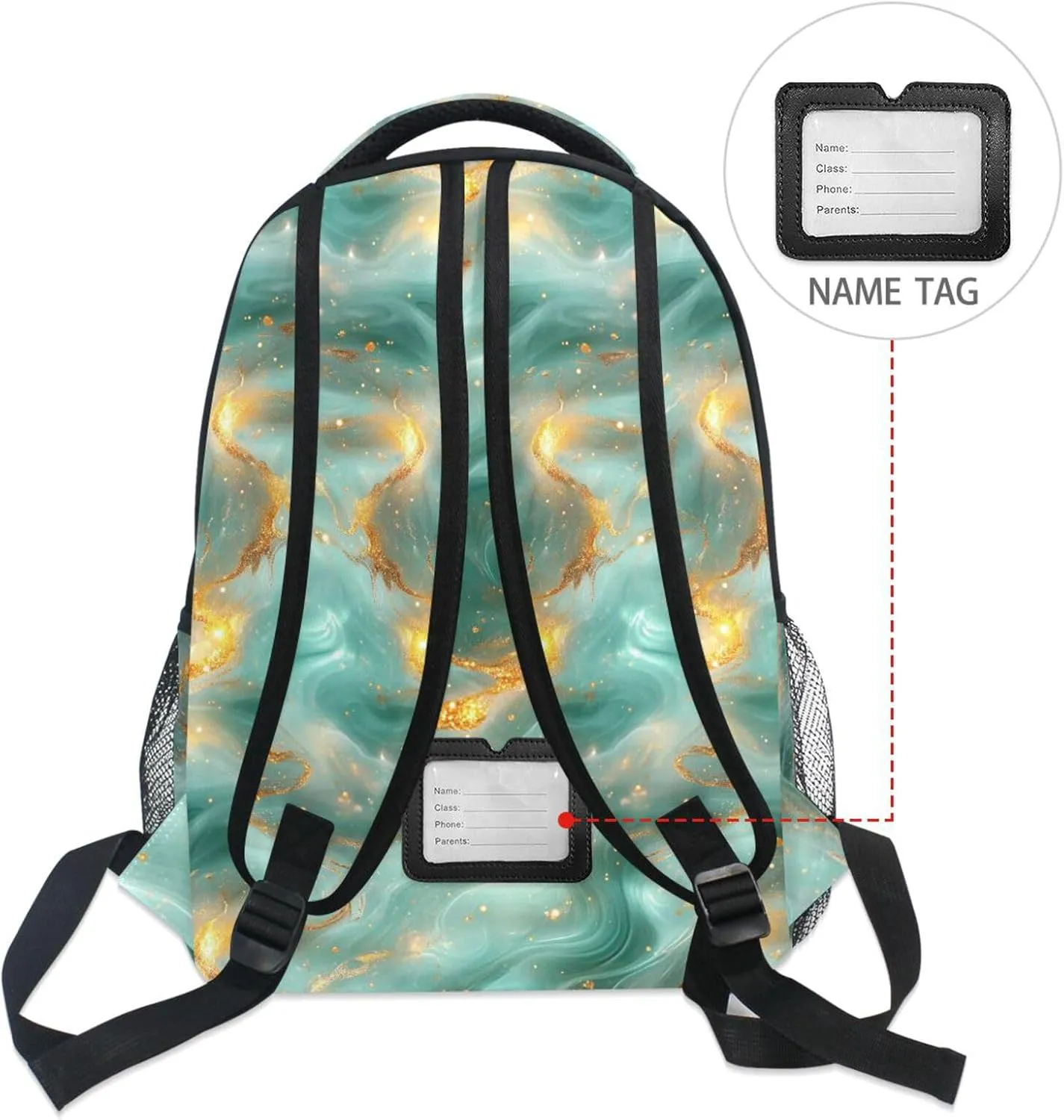 Cool Backpacks for Teenager Fashion Diaper Bag Backpack with Chest Strap for Travel Trip Rose Gold Turquoise Green