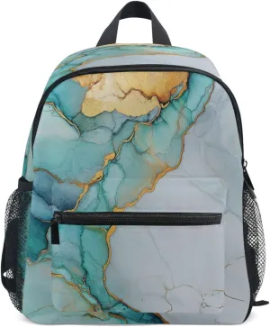 Cool Backpacks Kids Boy's/Girl's Waterproof Diaper Bag Backpack with Chest Strap Marble White Turquoise