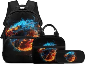 Cool Basketball Backpack for Boys Kids Backpack Set with Insulated Lunch Bag and Pen Bag Pencil Case 3 Pieces Set Casual Daypack Book Organizers Backpack