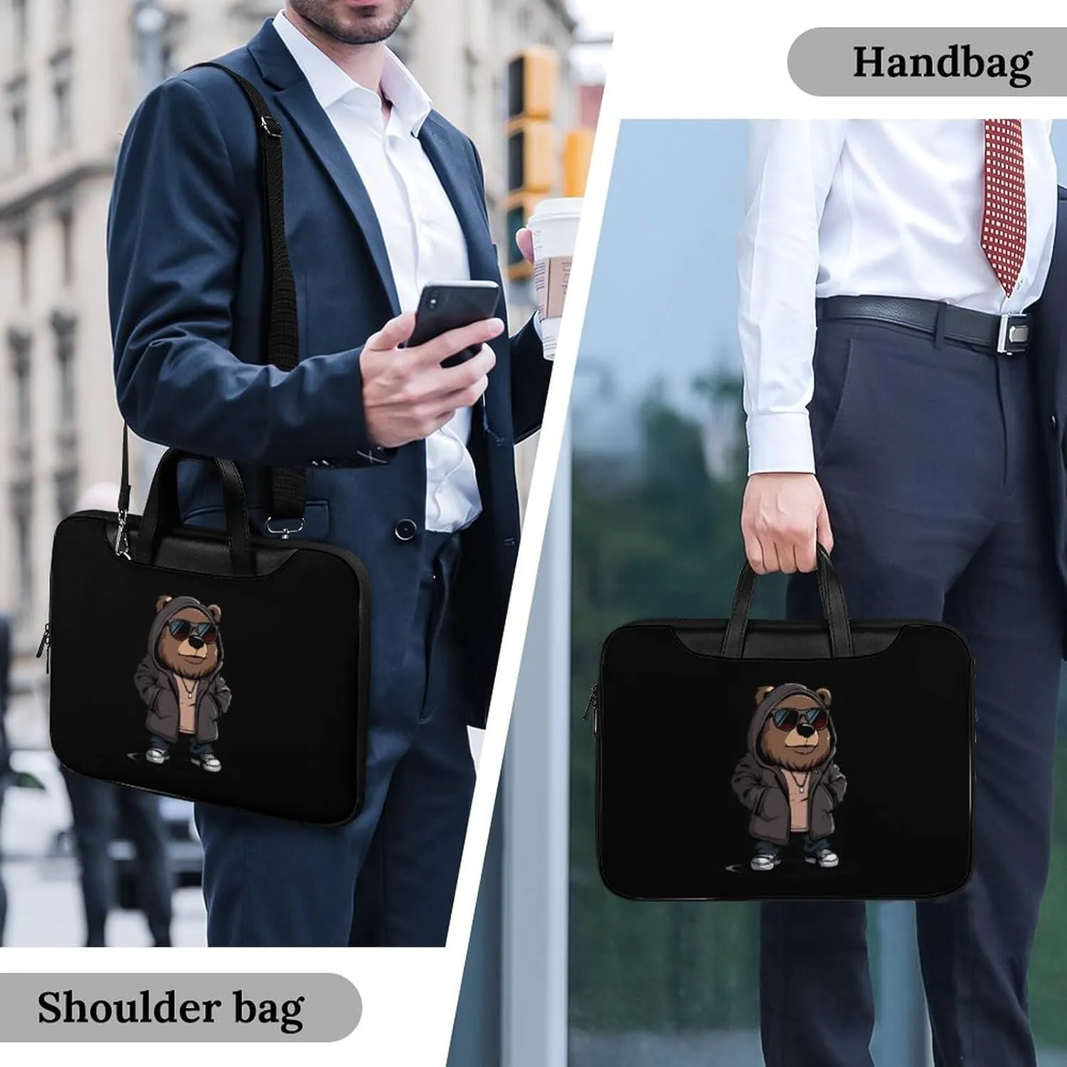 Cool Bear Laptop Tote Bag Waterproof Computer Carrying Case Business Office Briefcase