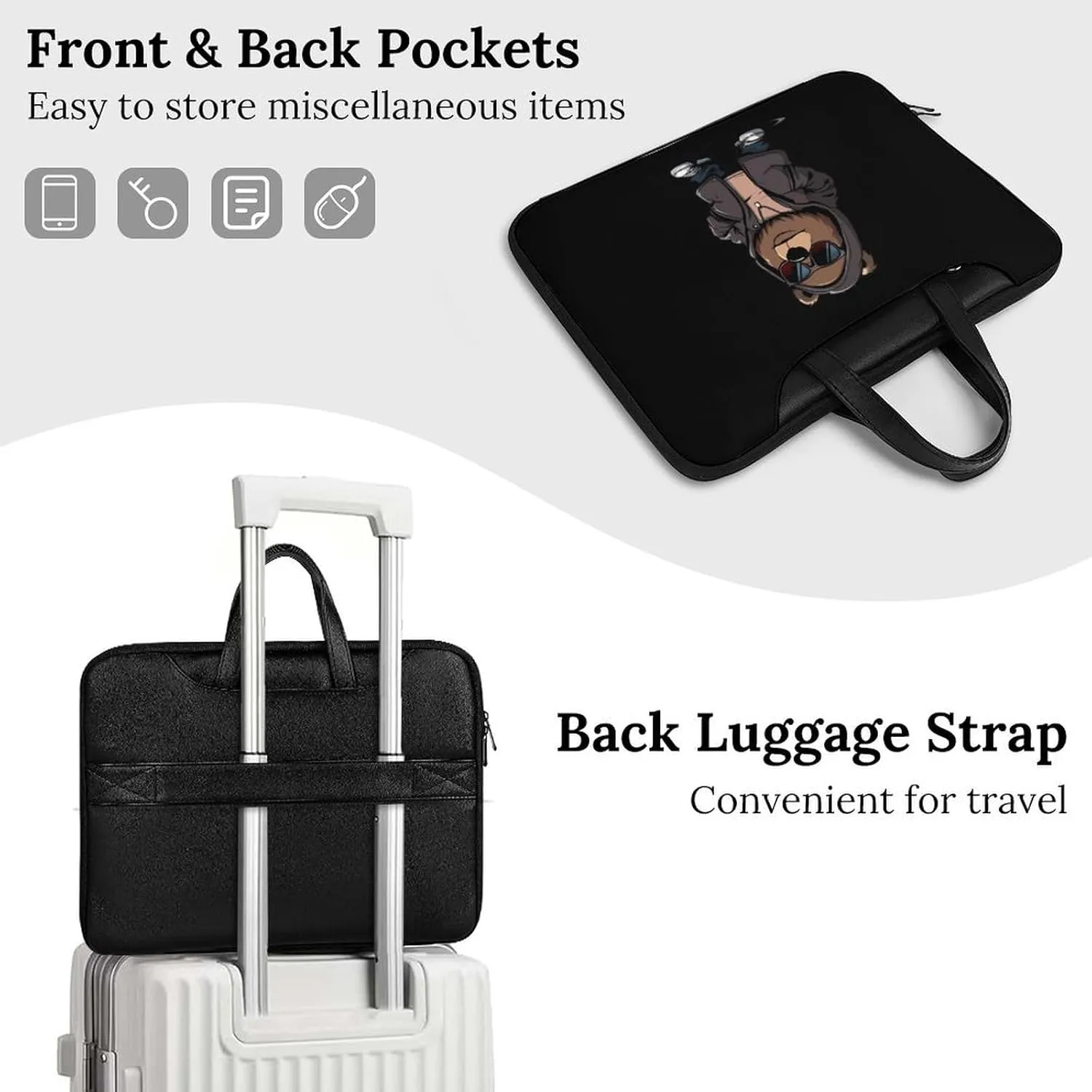 Cool Bear Laptop Tote Bag Waterproof Computer Carrying Case Business Office Briefcase