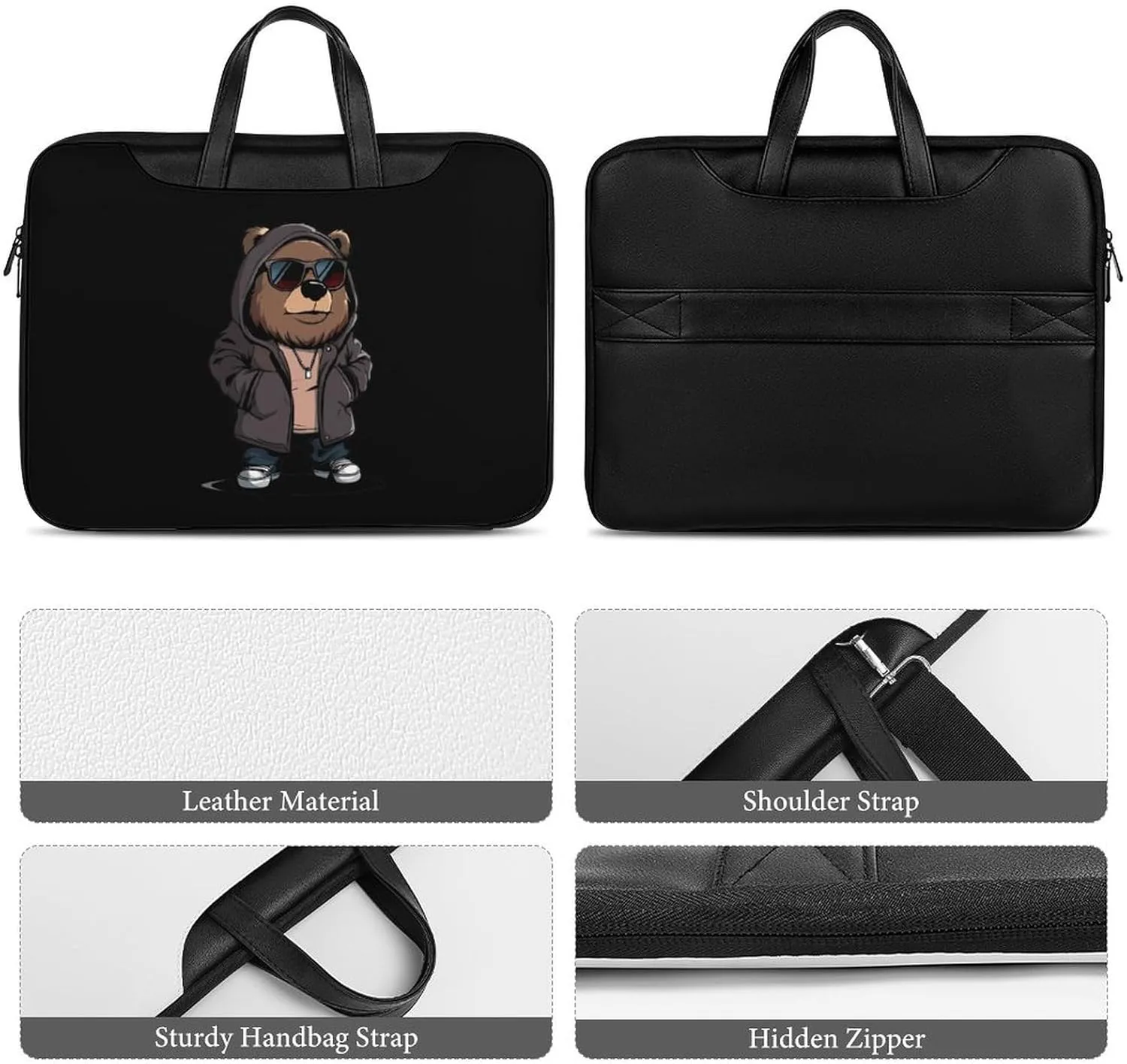 Cool Bear Laptop Tote Bag Waterproof Computer Carrying Case Business Office Briefcase