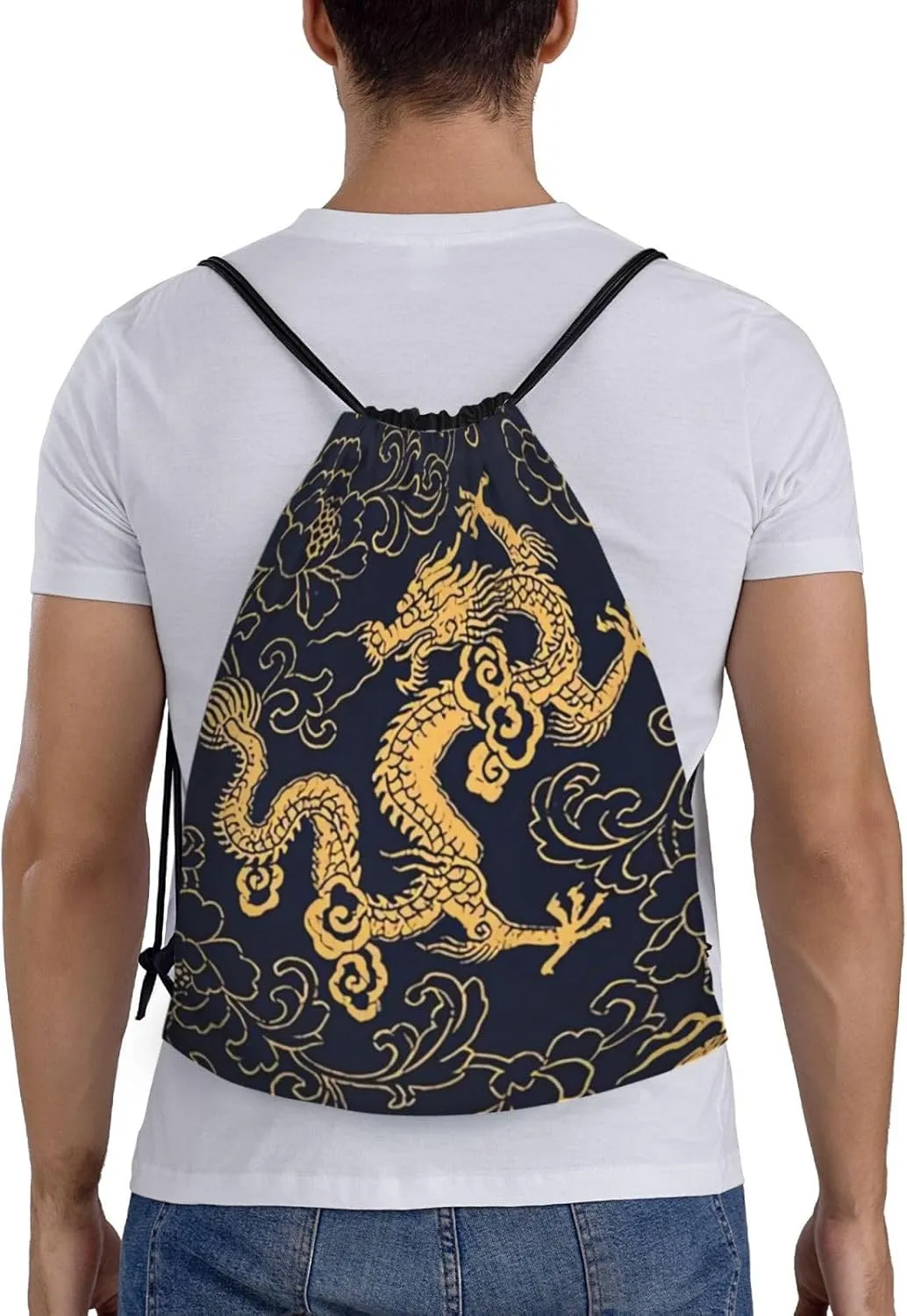 Cool Dragon Drawstring Backpack,Dragons Drawstring Bag Cute Beach Sack Bags For Gym Shopping Sport Yoga