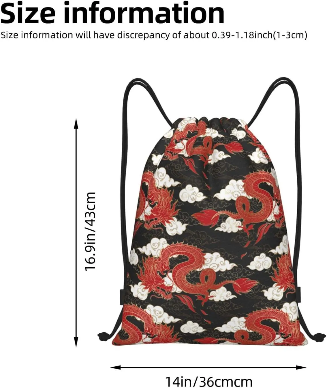Cool Dragon Drawstring Backpack,Dragons Drawstring Bag Cute Beach Sack Bags For Gym Shopping Sport Yoga
