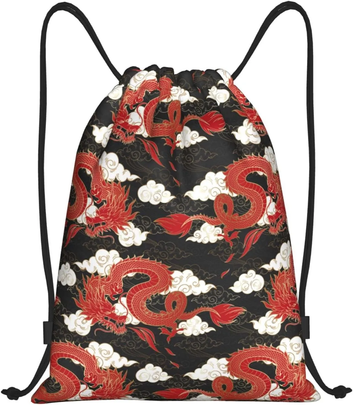 Cool Dragon Drawstring Backpack,Dragons Drawstring Bag Cute Beach Sack Bags For Gym Shopping Sport Yoga