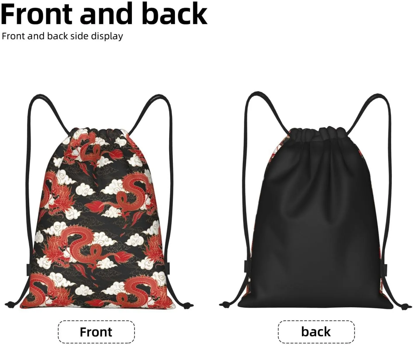 Cool Dragon Drawstring Backpack,Dragons Drawstring Bag Cute Beach Sack Bags For Gym Shopping Sport Yoga