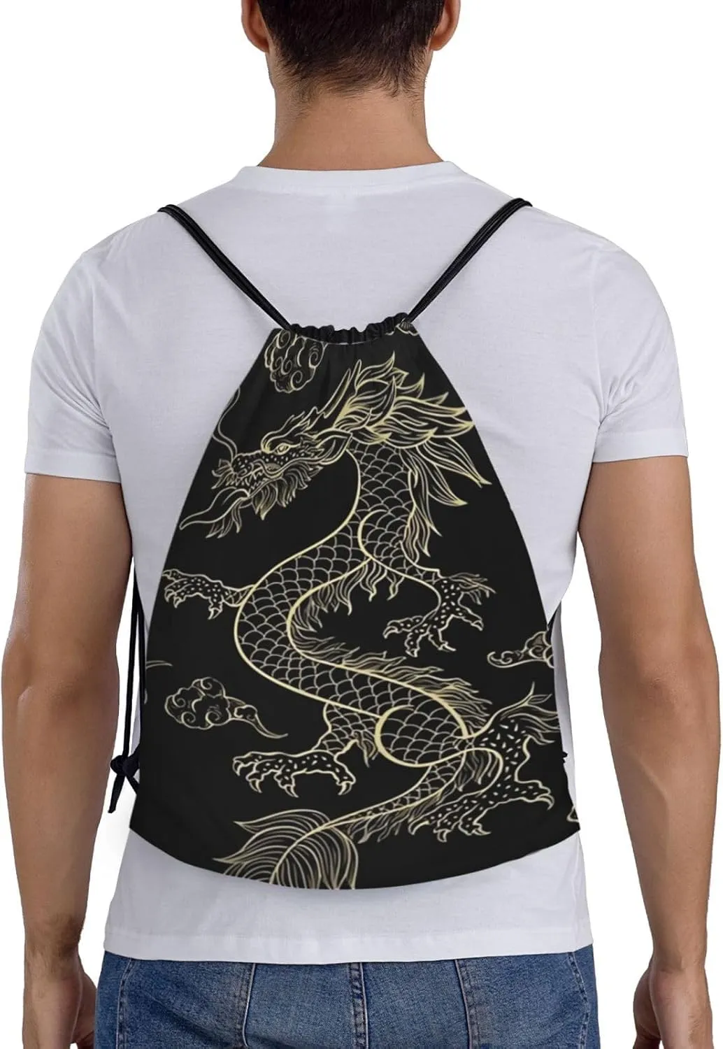 Cool Dragon Drawstring Backpack,Dragons Drawstring Bag Cute Beach Sack Bags For Gym Shopping Sport Yoga