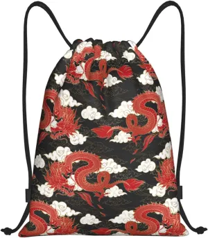 Cool Dragon Drawstring Backpack,Dragons Drawstring Bag Cute Beach Sack Bags For Gym Shopping Sport Yoga