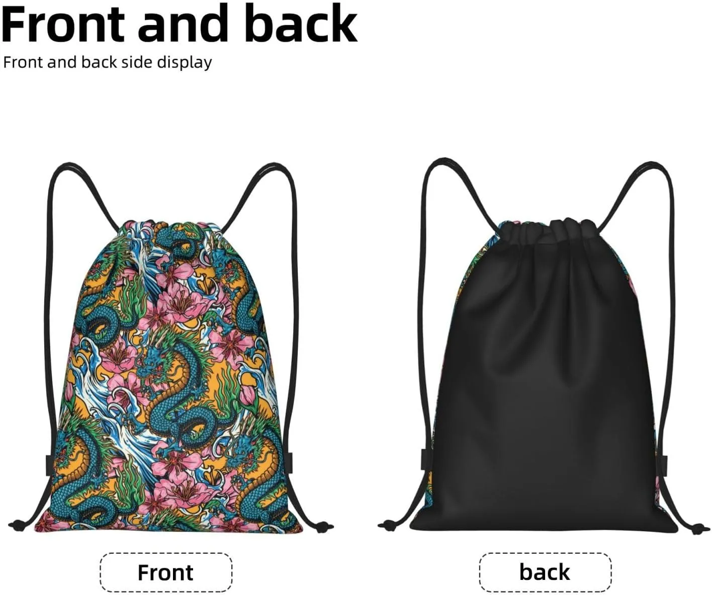 Cool Dragon Drawstring Backpack,Dragons Drawstring Bag Cute Beach Sack Bags For Gym Shopping Sport Yoga