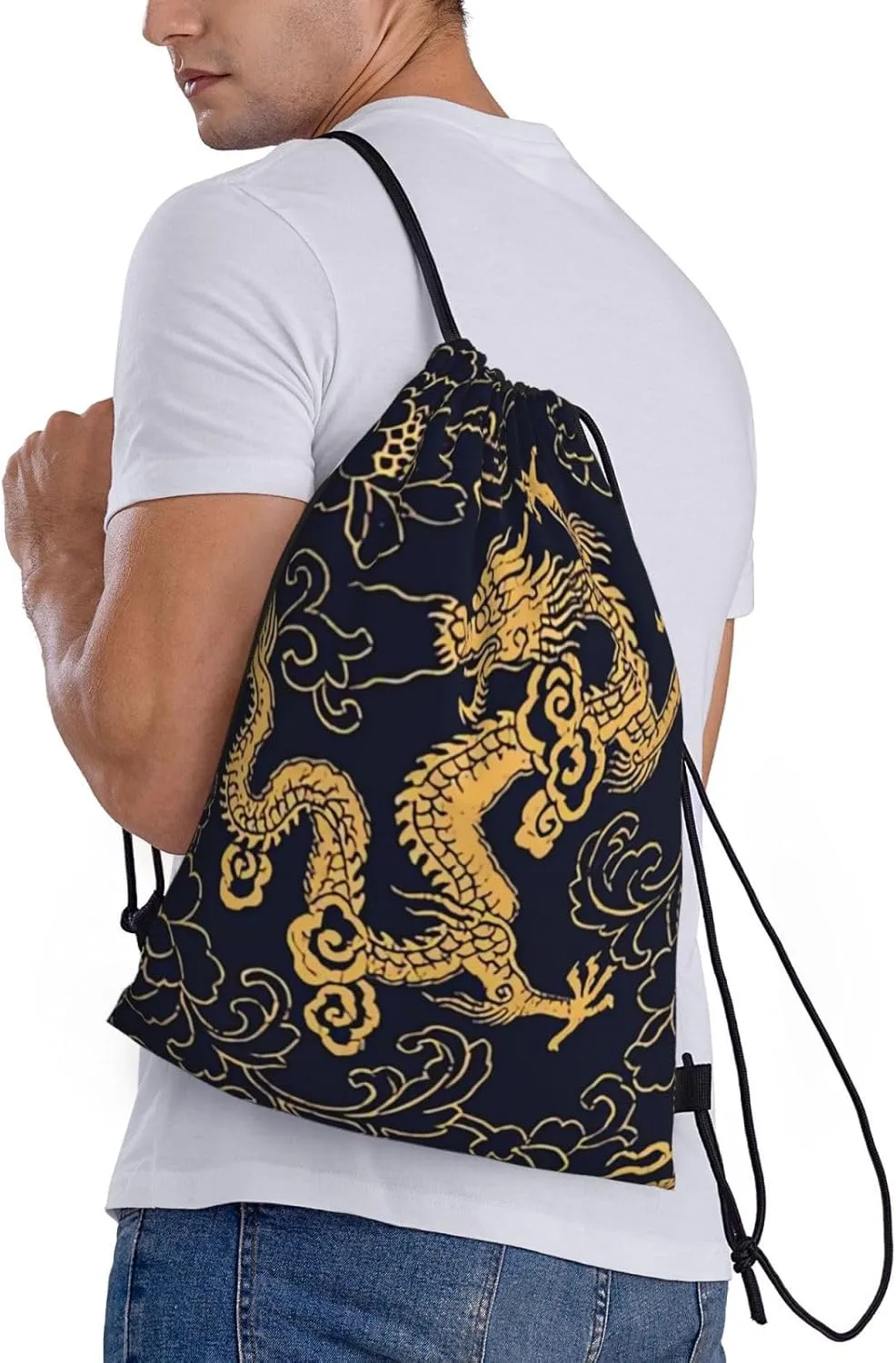 Cool Dragon Drawstring Backpack,Dragons Drawstring Bag Cute Beach Sack Bags For Gym Shopping Sport Yoga