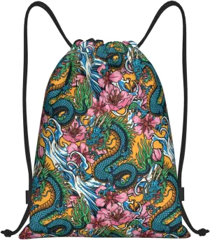 Cool Dragon Drawstring Backpack,Dragons Drawstring Bag Cute Beach Sack Bags For Gym Shopping Sport Yoga