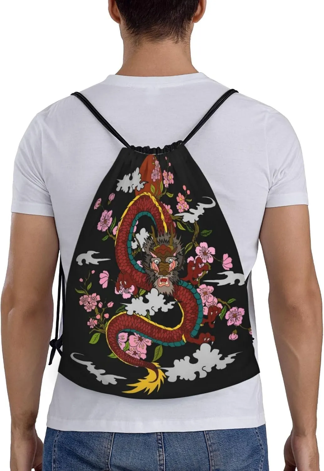 Cool Dragon Drawstring Bags Backpack Bag Casual String Daypack for Women Men Sport Gym Yoga Travel Backpacks