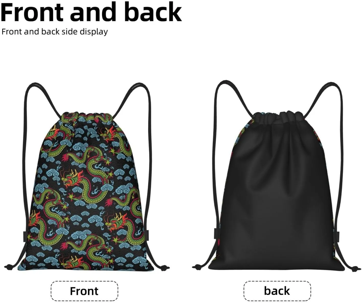 Cool Dragon Drawstring Bags Backpack Bag Casual String Daypack for Women Men Sport Gym Yoga Travel Backpacks