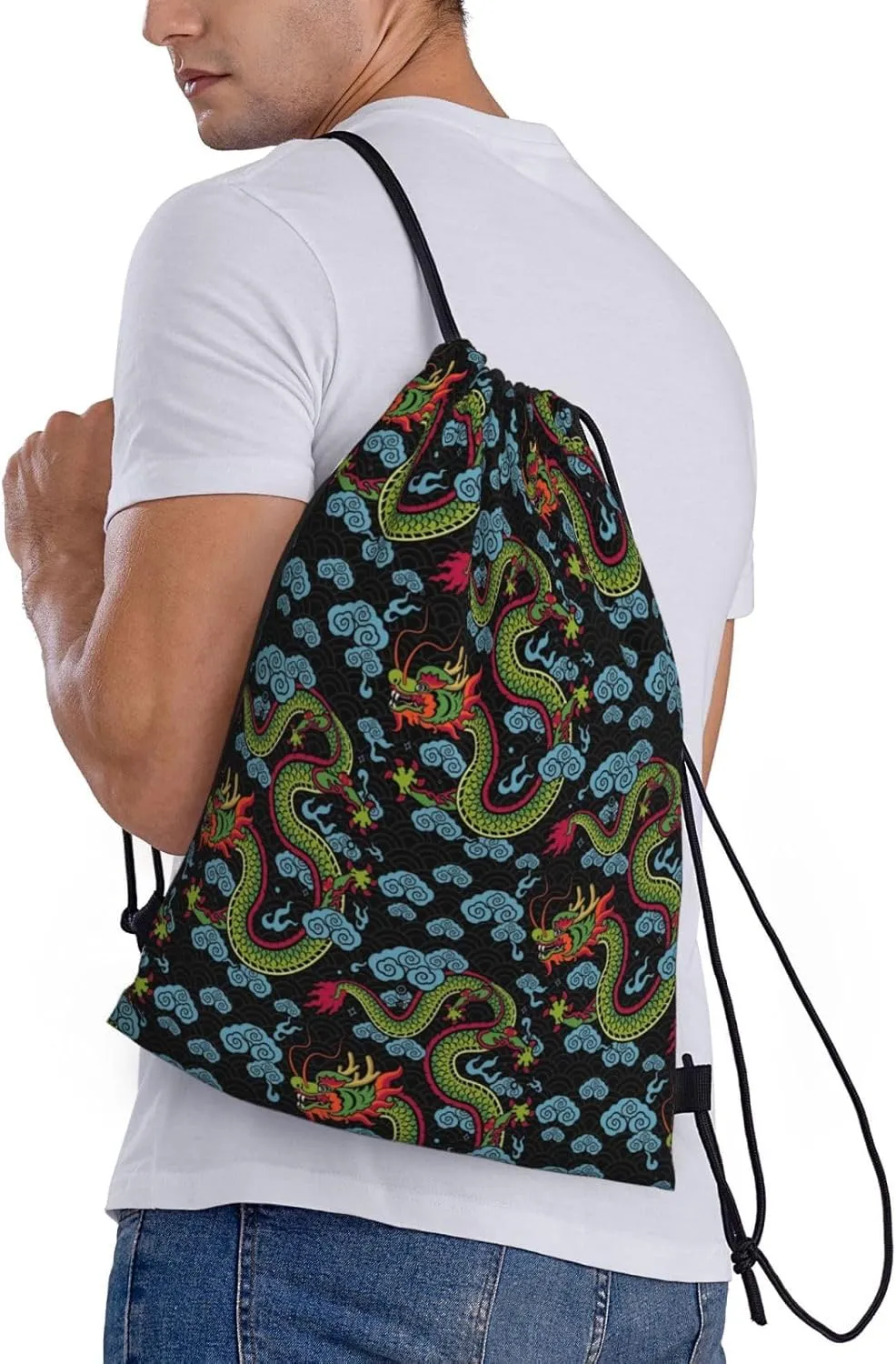 Cool Dragon Drawstring Bags Backpack Bag Casual String Daypack for Women Men Sport Gym Yoga Travel Backpacks